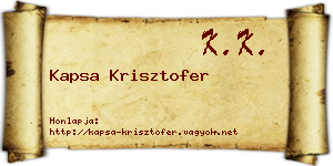 Kapsa Krisztofer névjegykártya
