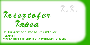 krisztofer kapsa business card